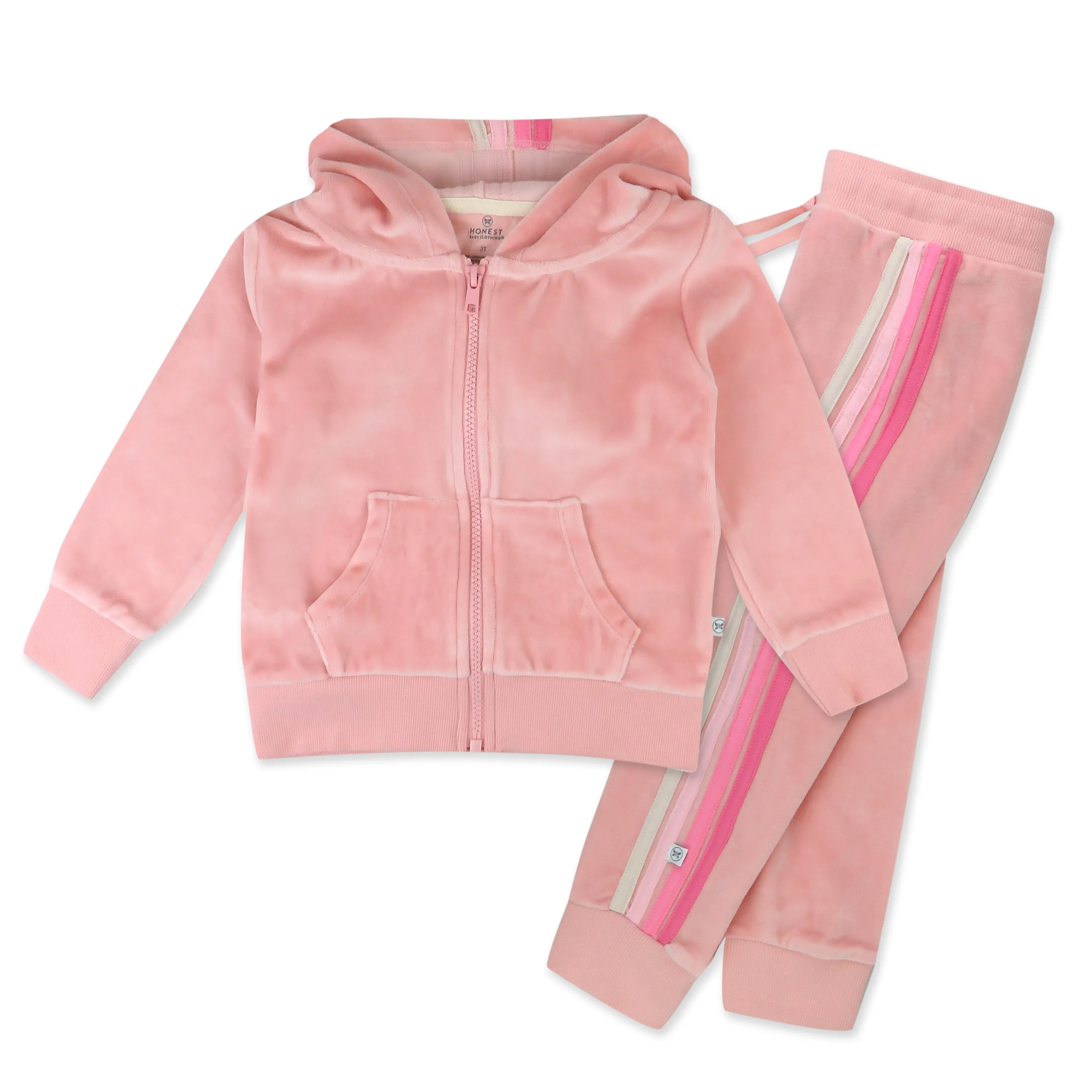 2 Piece Cozy Velour Zip Front Hoodie and Sweatpant Set