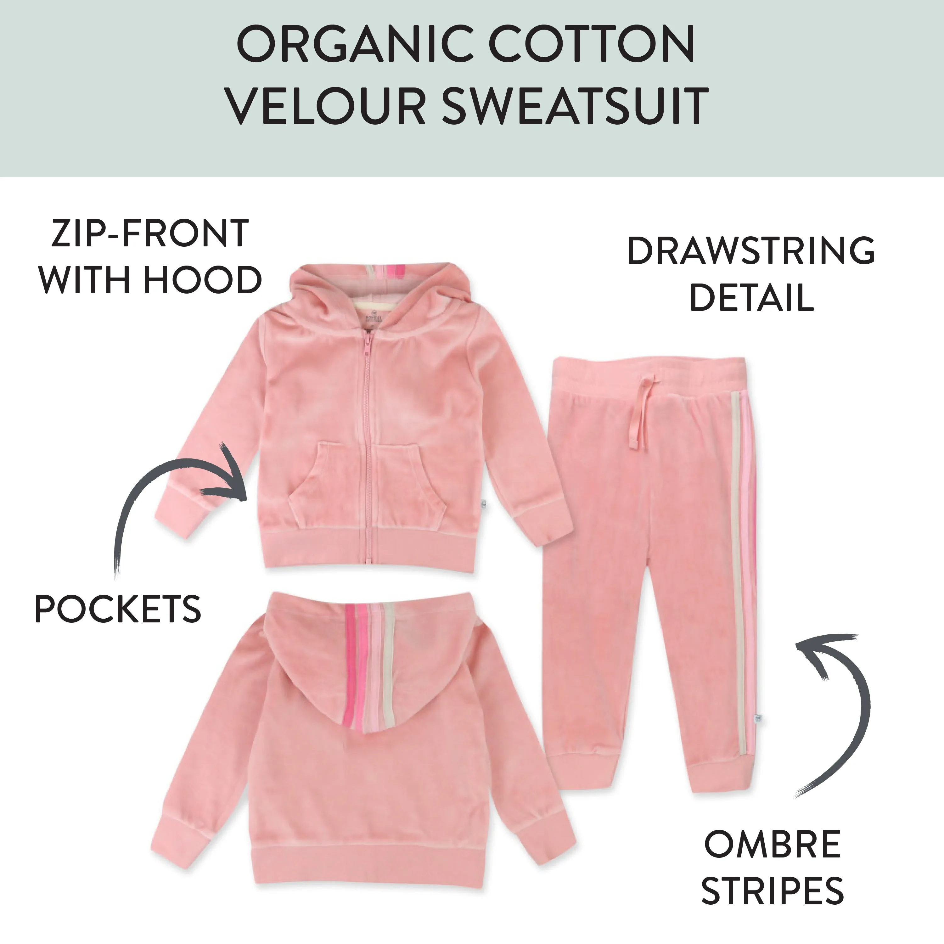 2 Piece Cozy Velour Zip Front Hoodie and Sweatpant Set