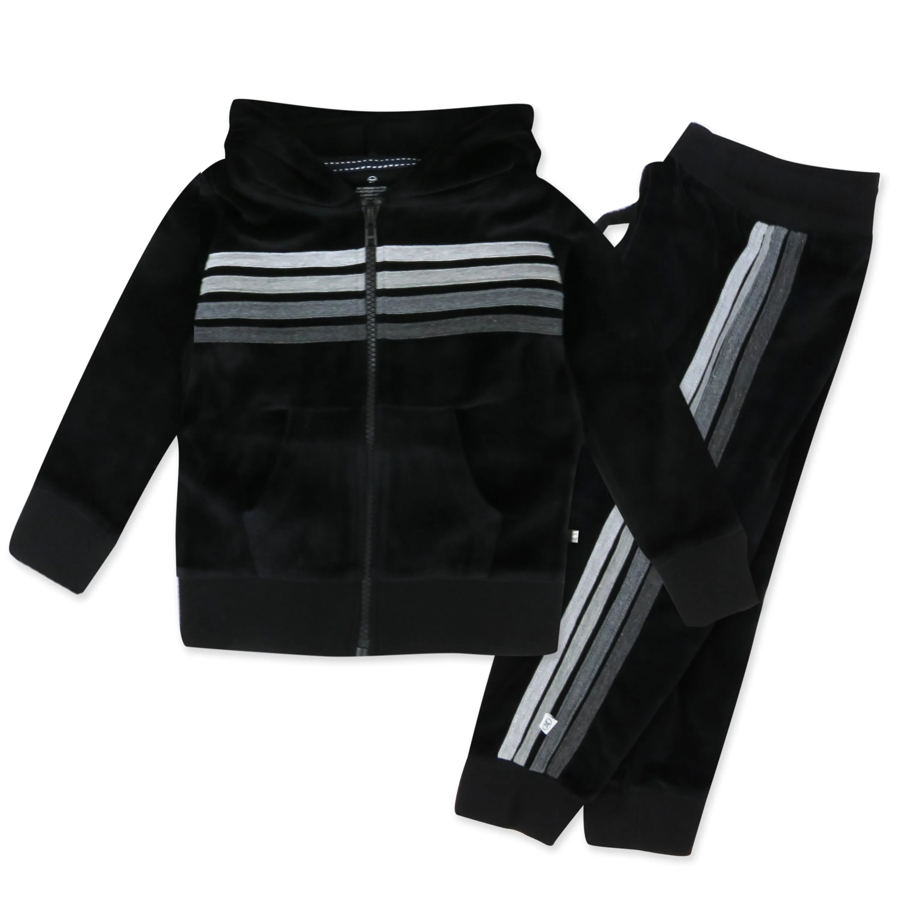 2 Piece Cozy Velour Zip Front Hoodie and Sweatpant Set