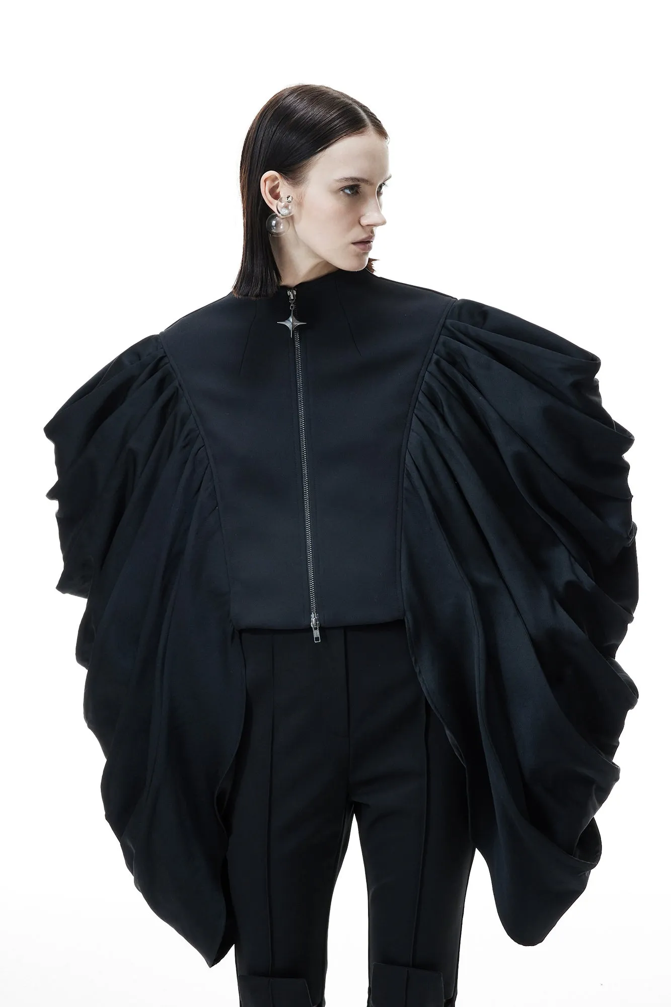 3D three-dimensional sleeve stand collar coat