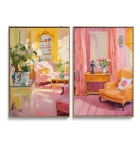 A Place For Reading -  Two Piece Still Life Print Set In Warm Tones