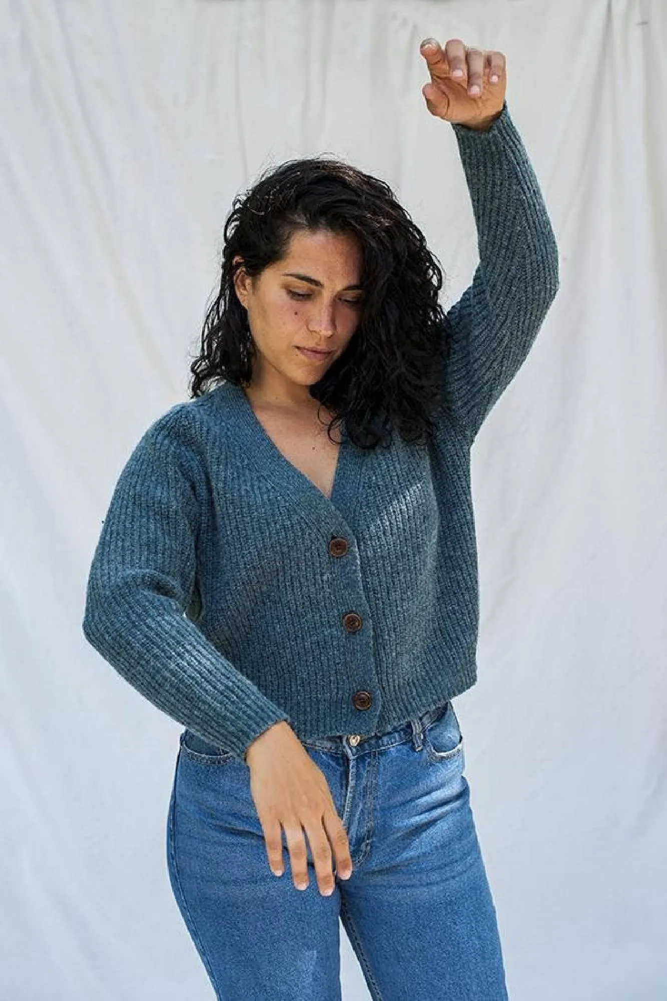 anna wool cardigan petrol