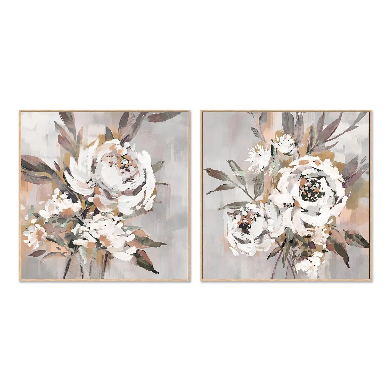 Antique Rose, Warm Tones, Style A & B, Set of 2 , By Nina Blue