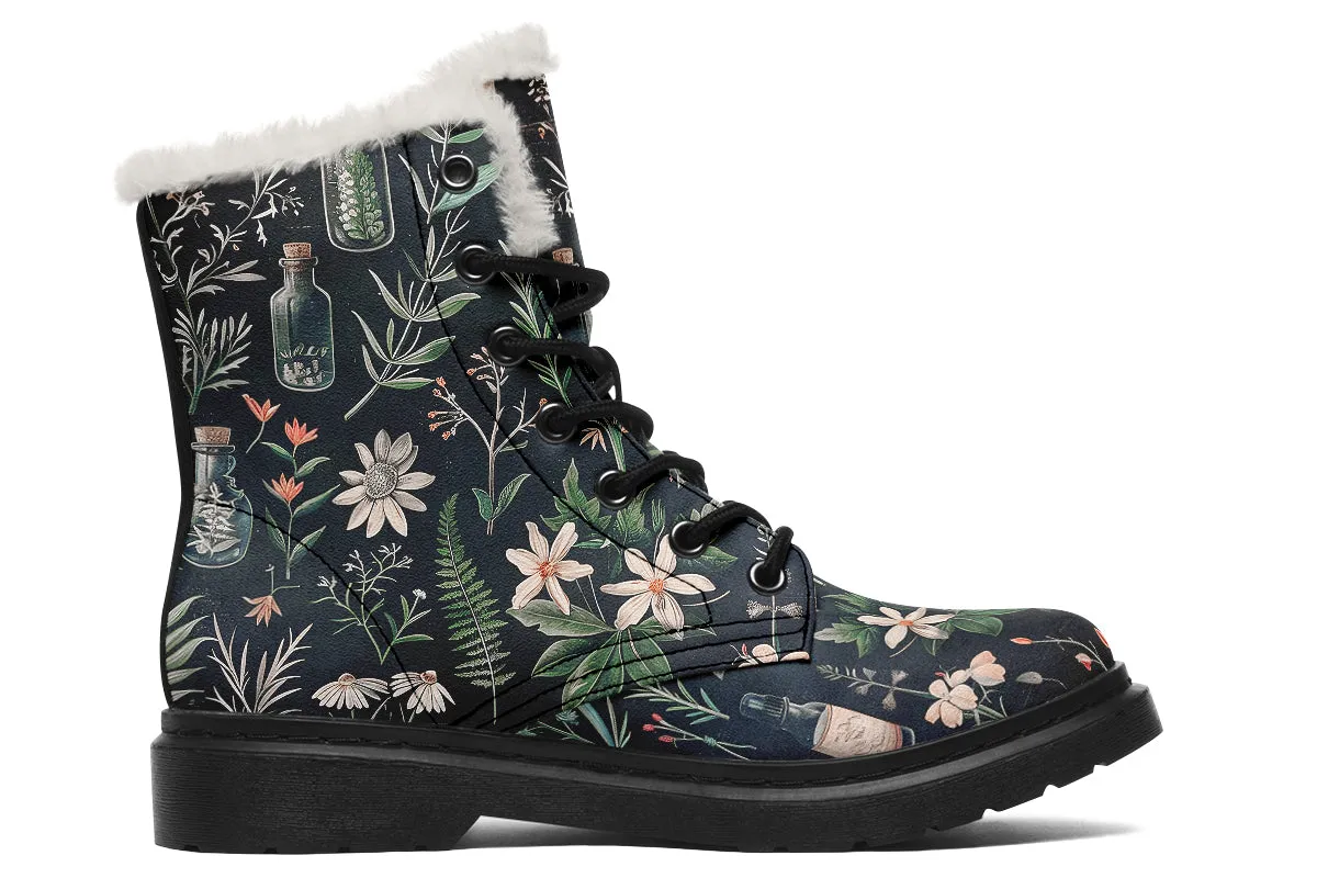 Apothecary Haven Winter Boots - Warm Micro-Suede Doc-Style Boots Lined with Vegan Wool