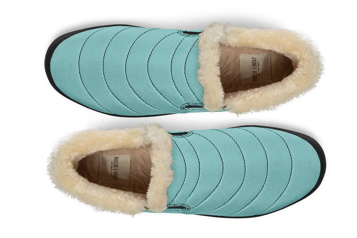 Aqua Mist Winter Sneakers - Warm & Easy Slip-On Shoes Lined with Vegan Wool with Anti-Slip Soles