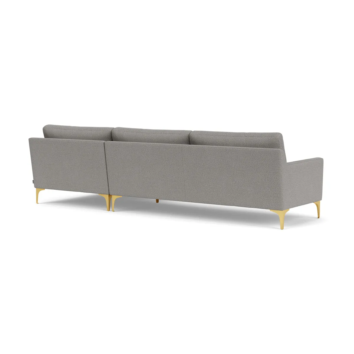 Astha Boucle Right Chaise Sofa (Brass Metal, Warm Grey)