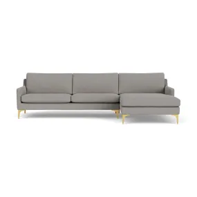 Astha Boucle Right Chaise Sofa (Brass Metal, Warm Grey)