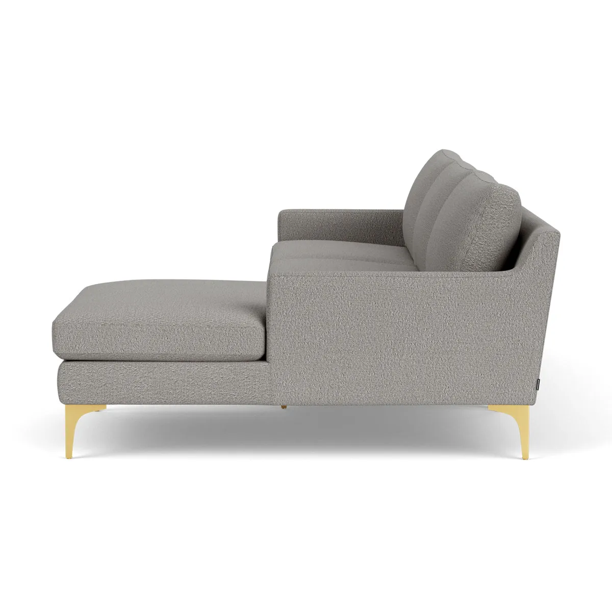 Astha Boucle Right Chaise Sofa (Brass Metal, Warm Grey)