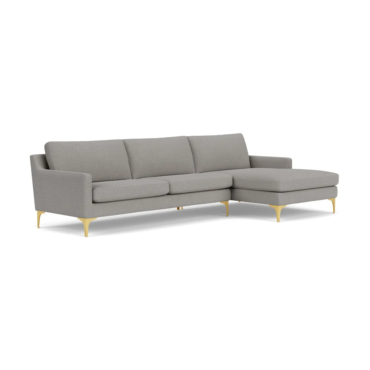 Astha Boucle Right Chaise Sofa (Brass Metal, Warm Grey)