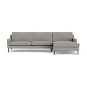 Astha Boucle Right Chaise Sofa (Walnut Natural, Warm Grey)