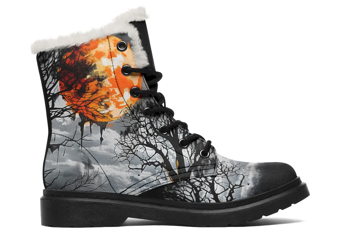 Blood Moon Manor Winter Boots - Warm Micro-Suede Doc-Style Boots Lined with Vegan Wool