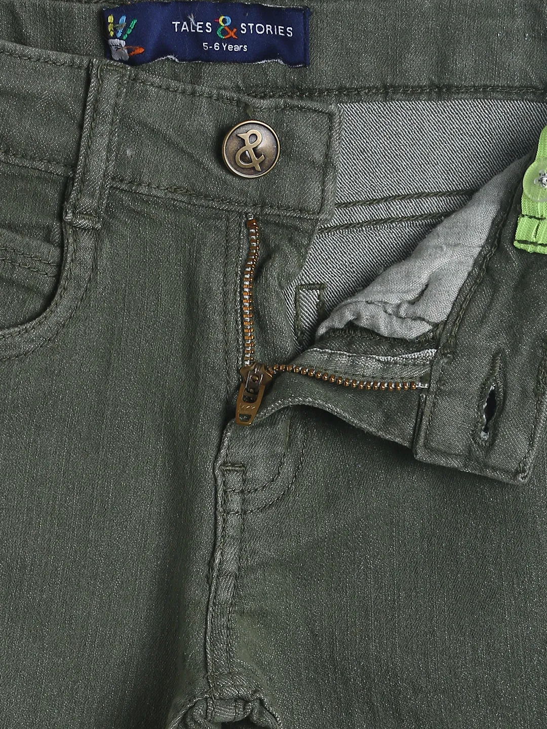 Boys Olive Cotton Trouser