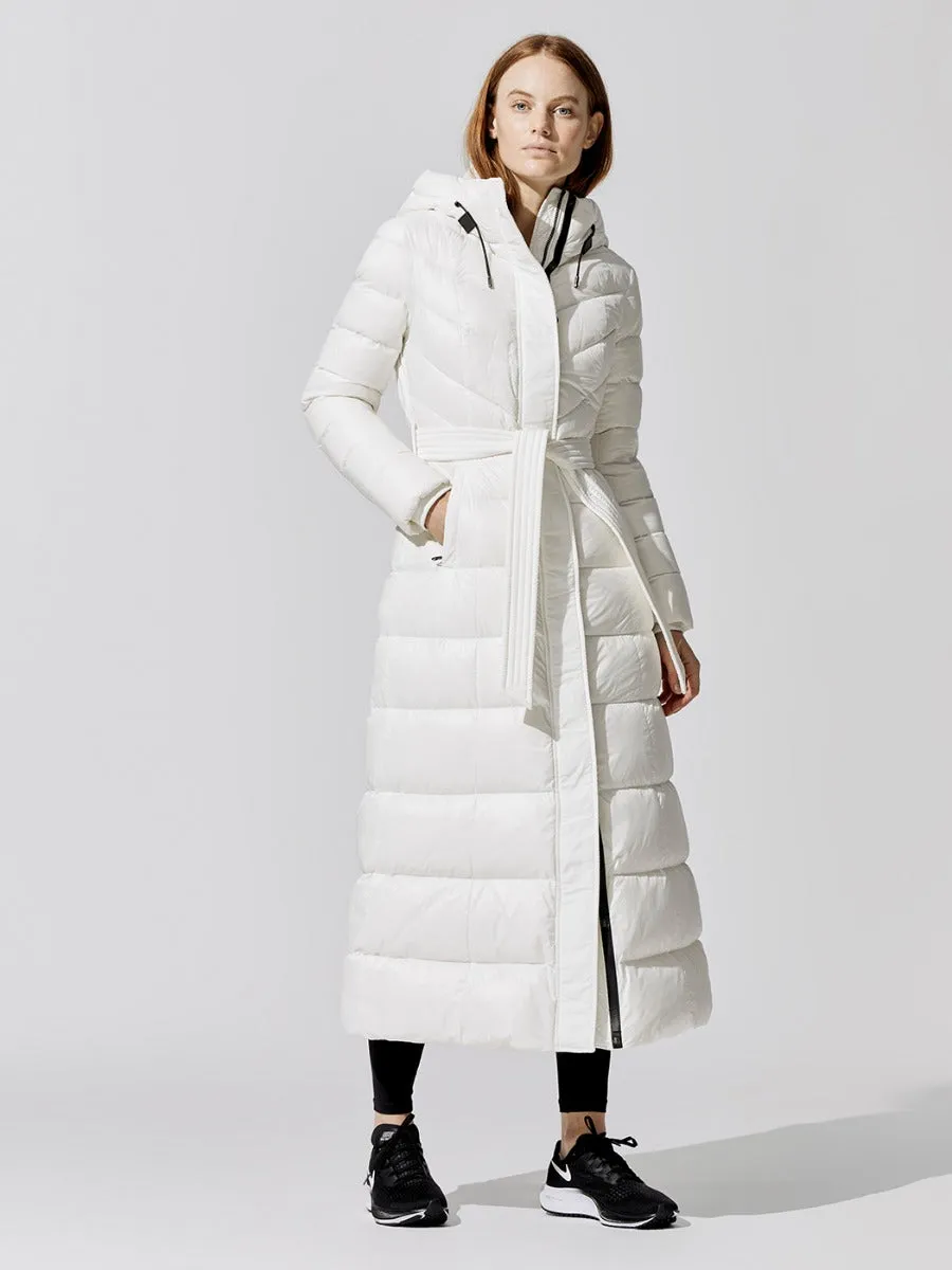 Calina Belted Puffer Coat - Off White