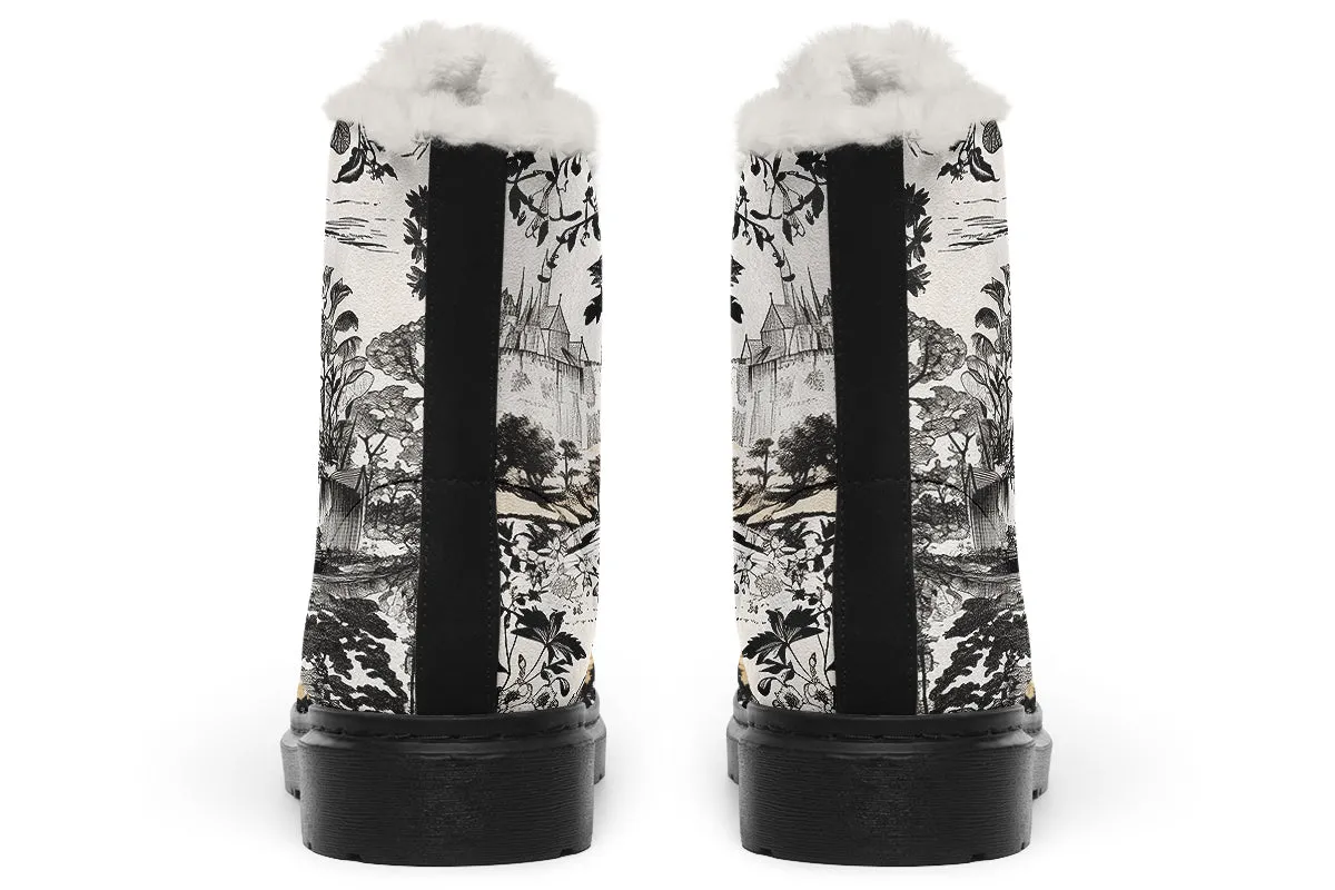 Castle in Bloom Winter Boots - Warm Micro-Suede Doc-Style Boots Lined with Vegan Wool