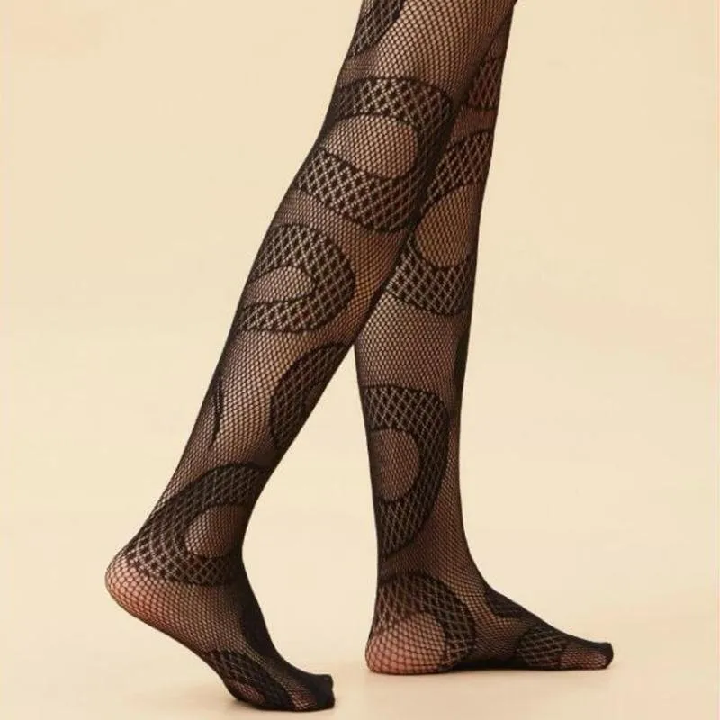 Causal Black Snake Pattern Hollow Out Stockings