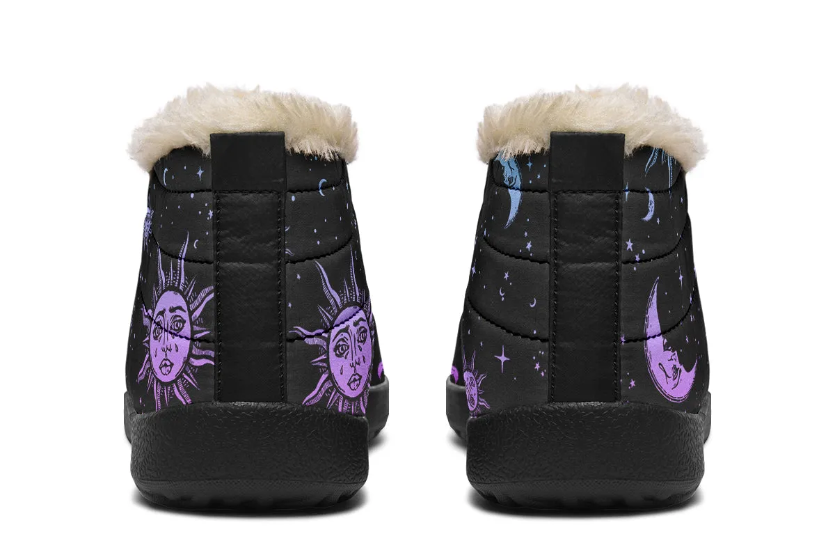 Celestial Pastel Winter Sneakers - Warm & Easy Slip-On Shoes Lined with Vegan Wool with Anti-Slip Soles