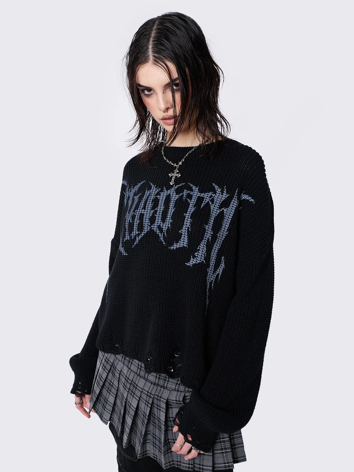 Chaotic Distressed Knit Jumper