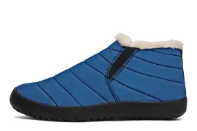 Cobalt Blue Winter Sneakers - Warm & Easy Slip-On Shoes Lined with Vegan Wool with Anti-Slip Soles