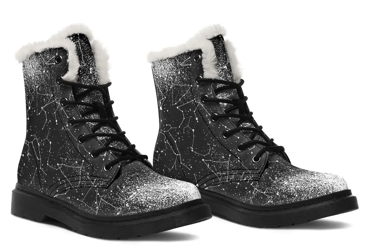 Constellation Winter Boots - Warm Micro-Suede Doc-Style Boots Lined with Vegan Wool