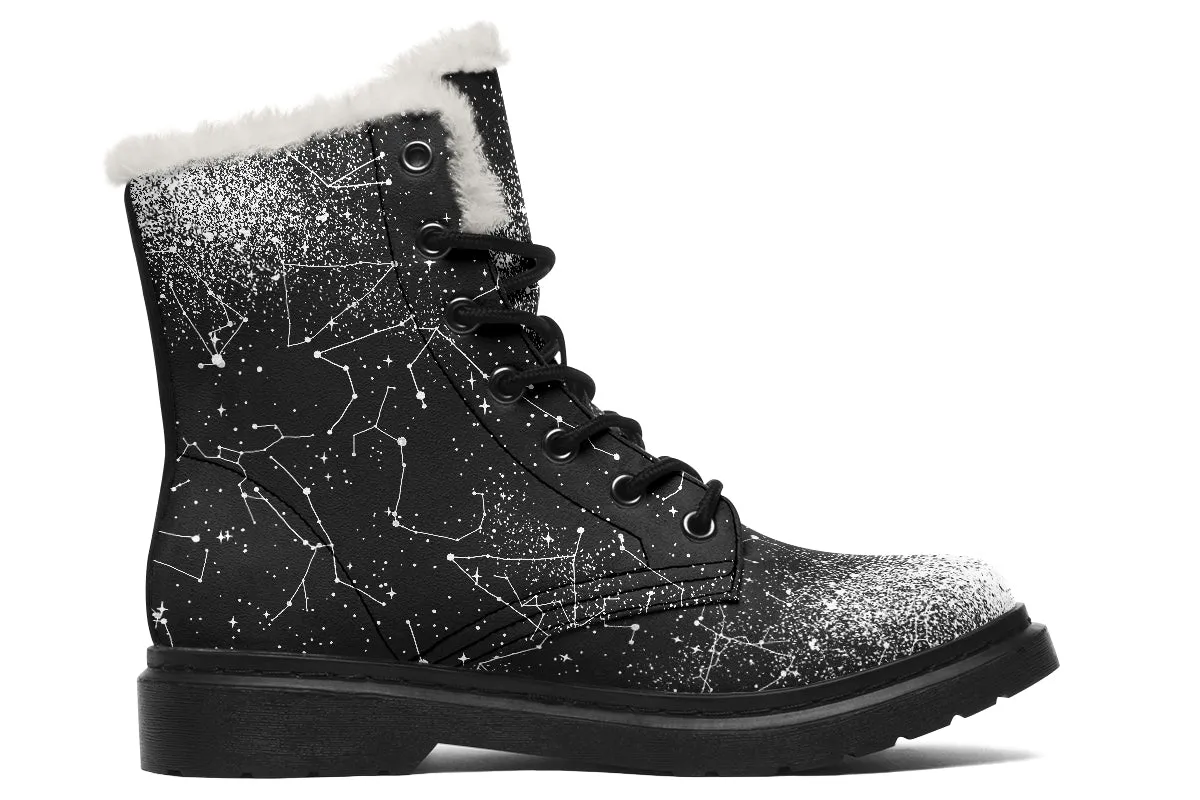 Constellation Winter Boots - Warm Micro-Suede Doc-Style Boots Lined with Vegan Wool