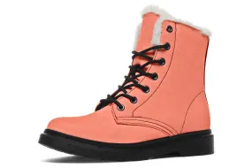 Coral Blush Winter Boots - Warm Micro-Suede Doc-Style Boots Lined with Vegan Wool