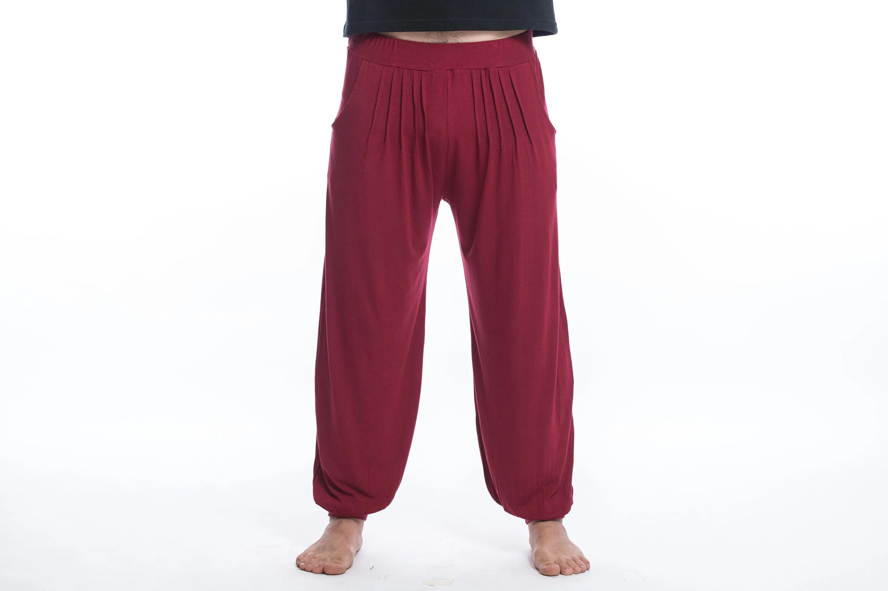 Cotton Men Harem Pants in Solid Red