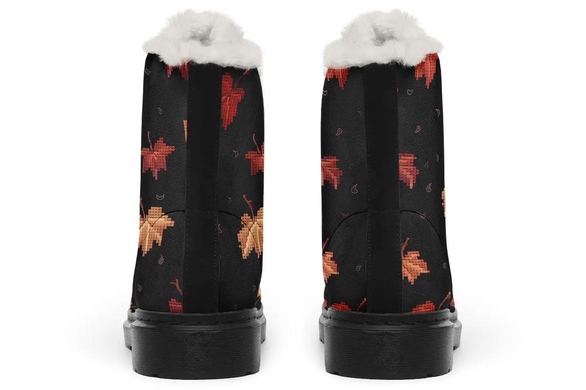 Cozy Autumn Winter Boots - Warm Micro-Suede Doc-Style Boots Lined with Vegan Wool