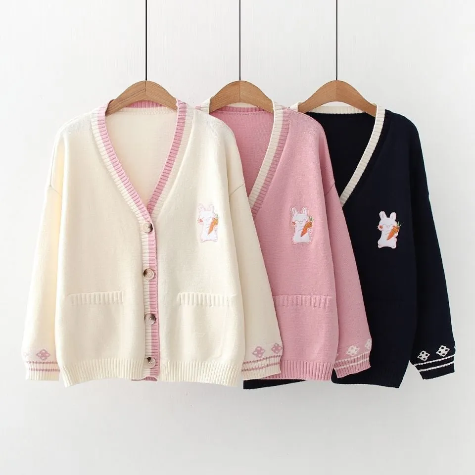 Cozy Carrot Bunny Cardigan