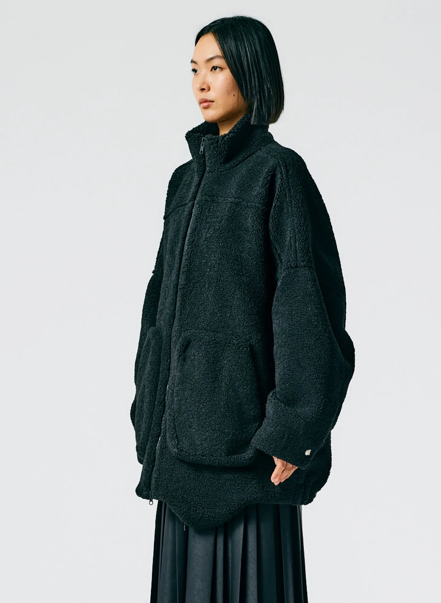 Cozy Fleece Cubic Zip Up Bomber