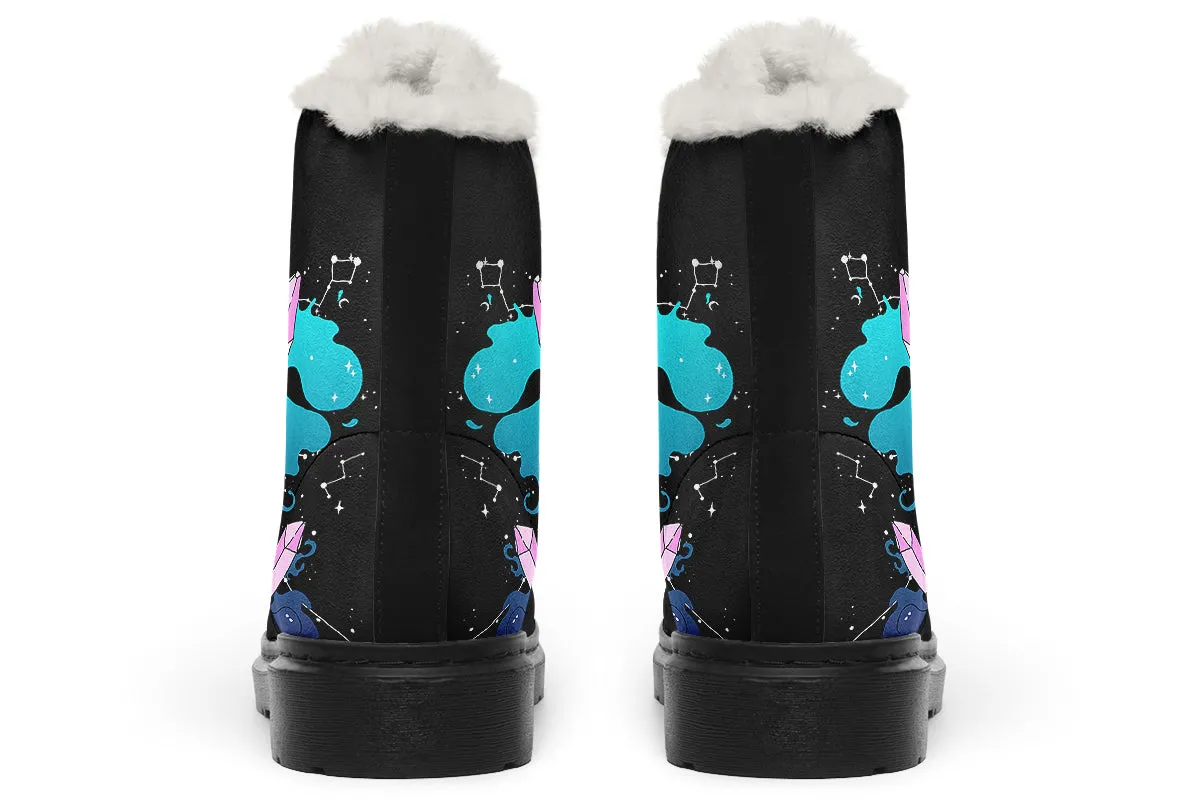 Crystal Queen Winter Boots - Warm Micro-Suede Doc-Style Boots Lined with Vegan Wool