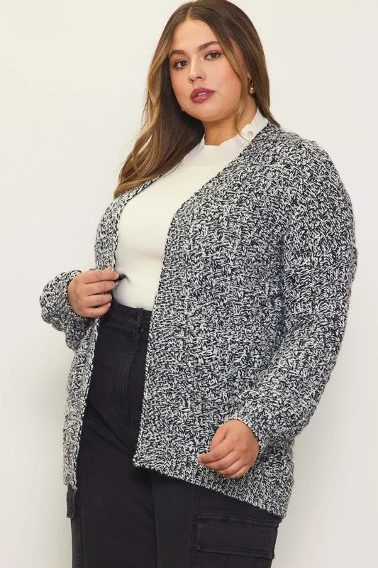 Curvy Marled Cardigan