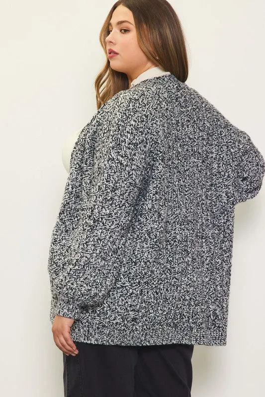 Curvy Marled Cardigan