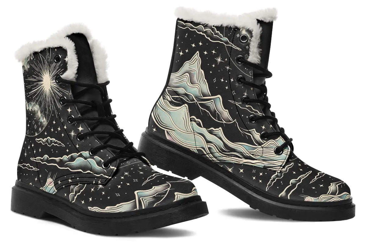 Dawn Star Winter Boots - Warm Micro-Suede Doc-Style Boots Lined with Vegan Wool