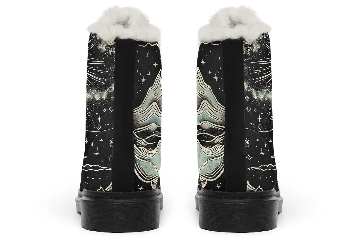 Dawn Star Winter Boots - Warm Micro-Suede Doc-Style Boots Lined with Vegan Wool