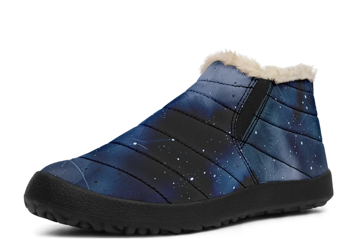 Deep Blue Winter Sneakers - Warm & Easy Slip-On Shoes Lined with Vegan Wool with Anti-Slip Soles