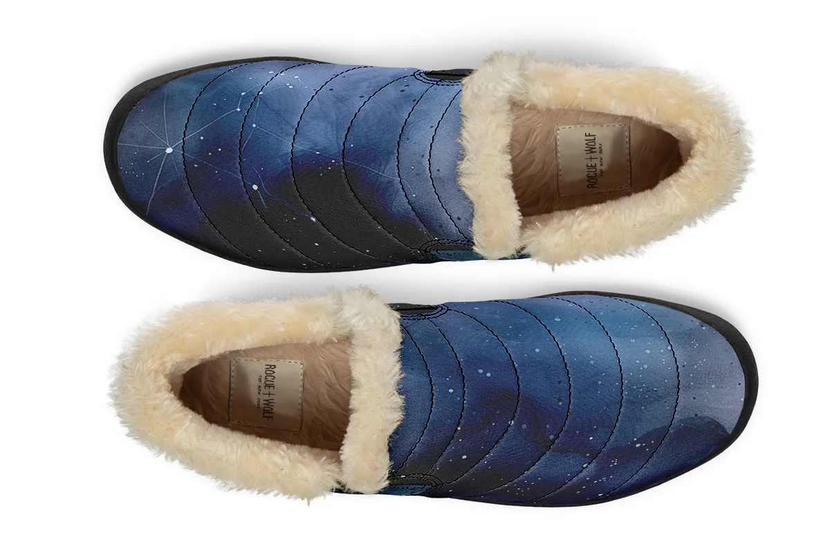 Deep Blue Winter Sneakers - Warm & Easy Slip-On Shoes Lined with Vegan Wool with Anti-Slip Soles