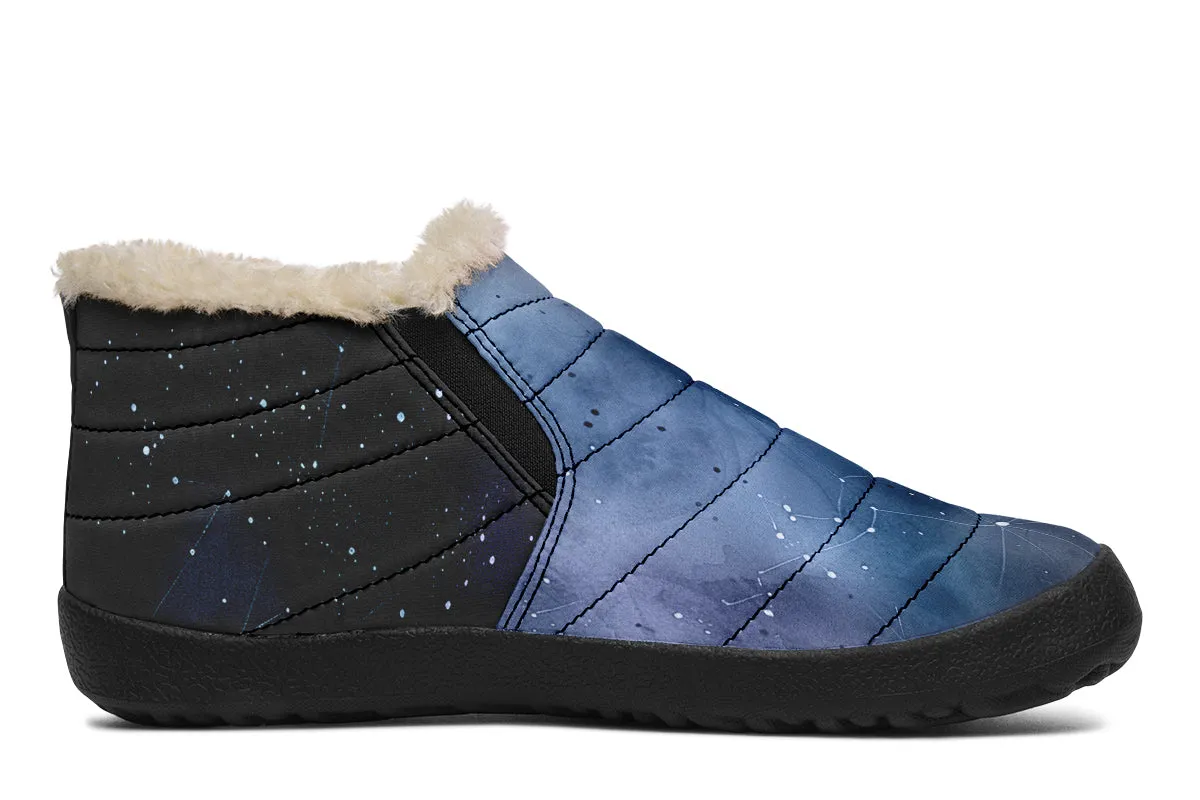 Deep Blue Winter Sneakers - Warm & Easy Slip-On Shoes Lined with Vegan Wool with Anti-Slip Soles