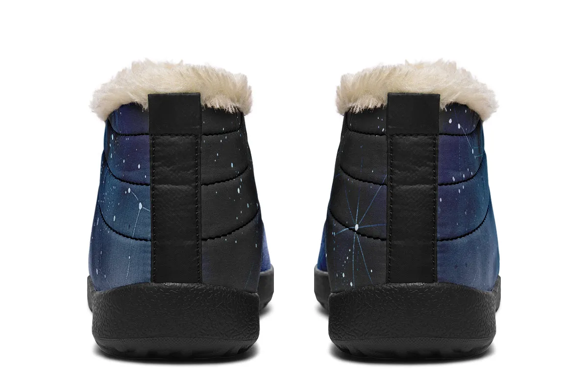 Deep Blue Winter Sneakers - Warm & Easy Slip-On Shoes Lined with Vegan Wool with Anti-Slip Soles