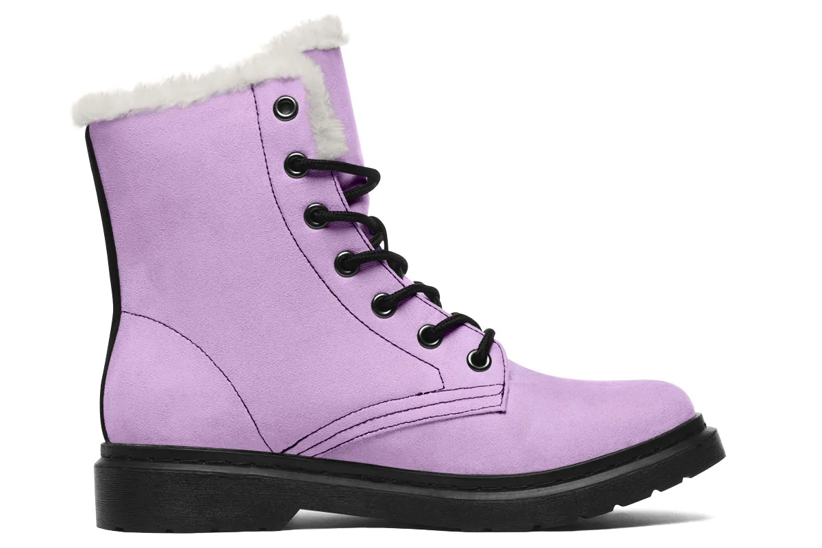 Digital Lavender Winter Boots - Warm Micro-Suede Doc-Style Boots Lined with Vegan Wool