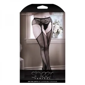 Dim The Lights Garter Belt With Attached Dot Faux Seam Stockings Queen