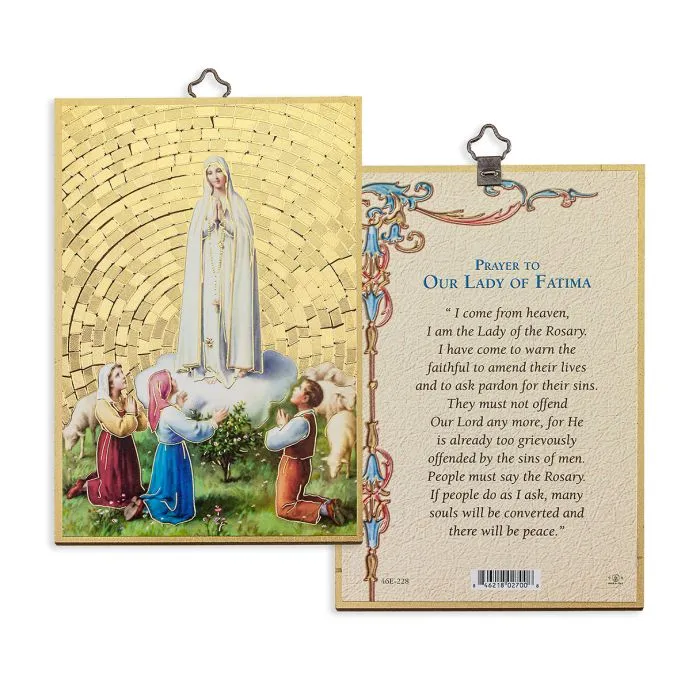 Double Sided Our Lady of Fatima Plaque