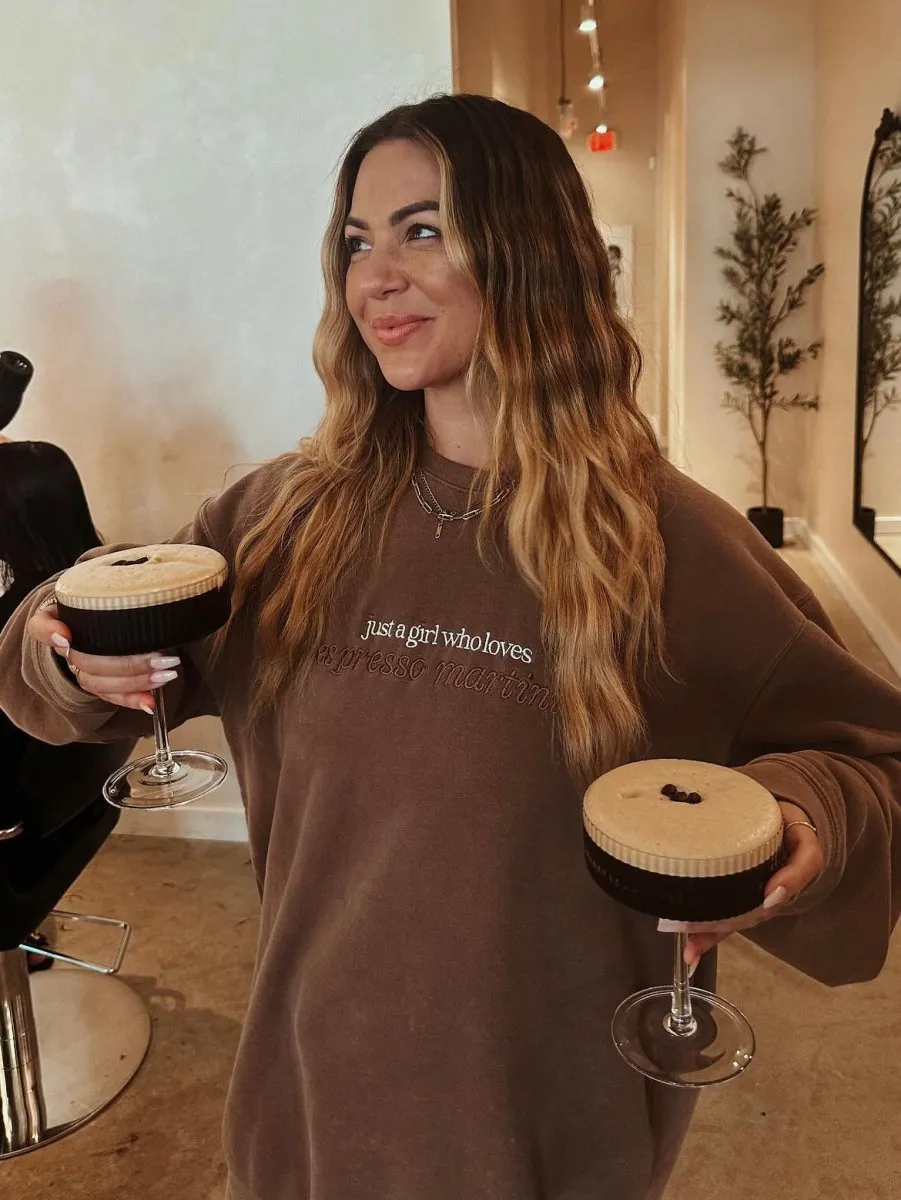 Embroidered 'Just A Girl Who Loves Espresso Martinis' Cozy Crew