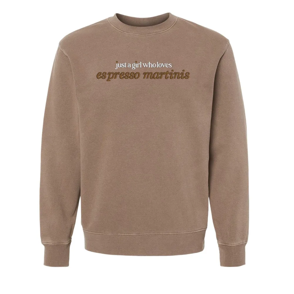 Embroidered 'Just A Girl Who Loves Espresso Martinis' Cozy Crew