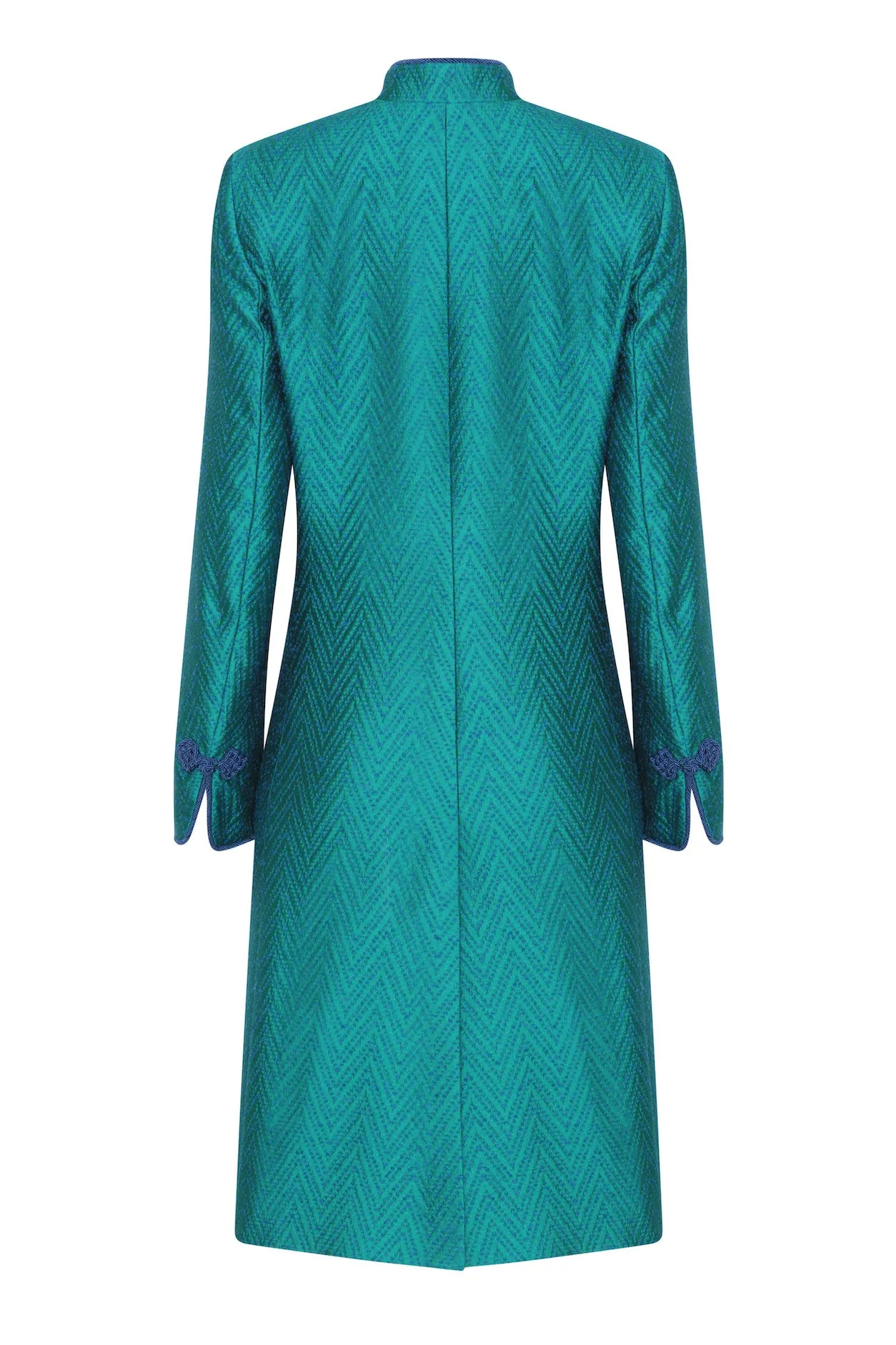 Emerald/Blue Herringbone Dress Coat - Vicky