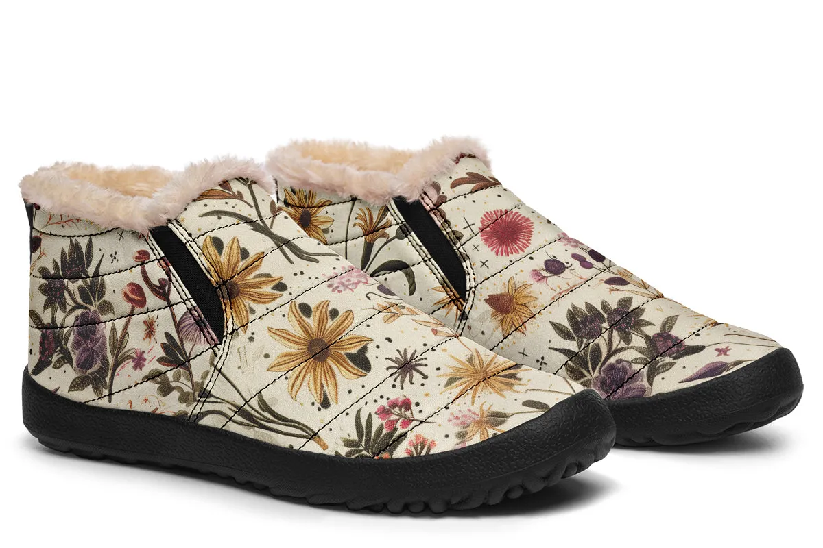 Enchanted Blossoms Winter Sneakers - Warm & Easy Slip-On Shoes Lined with Vegan Wool with Anti-Slip Soles