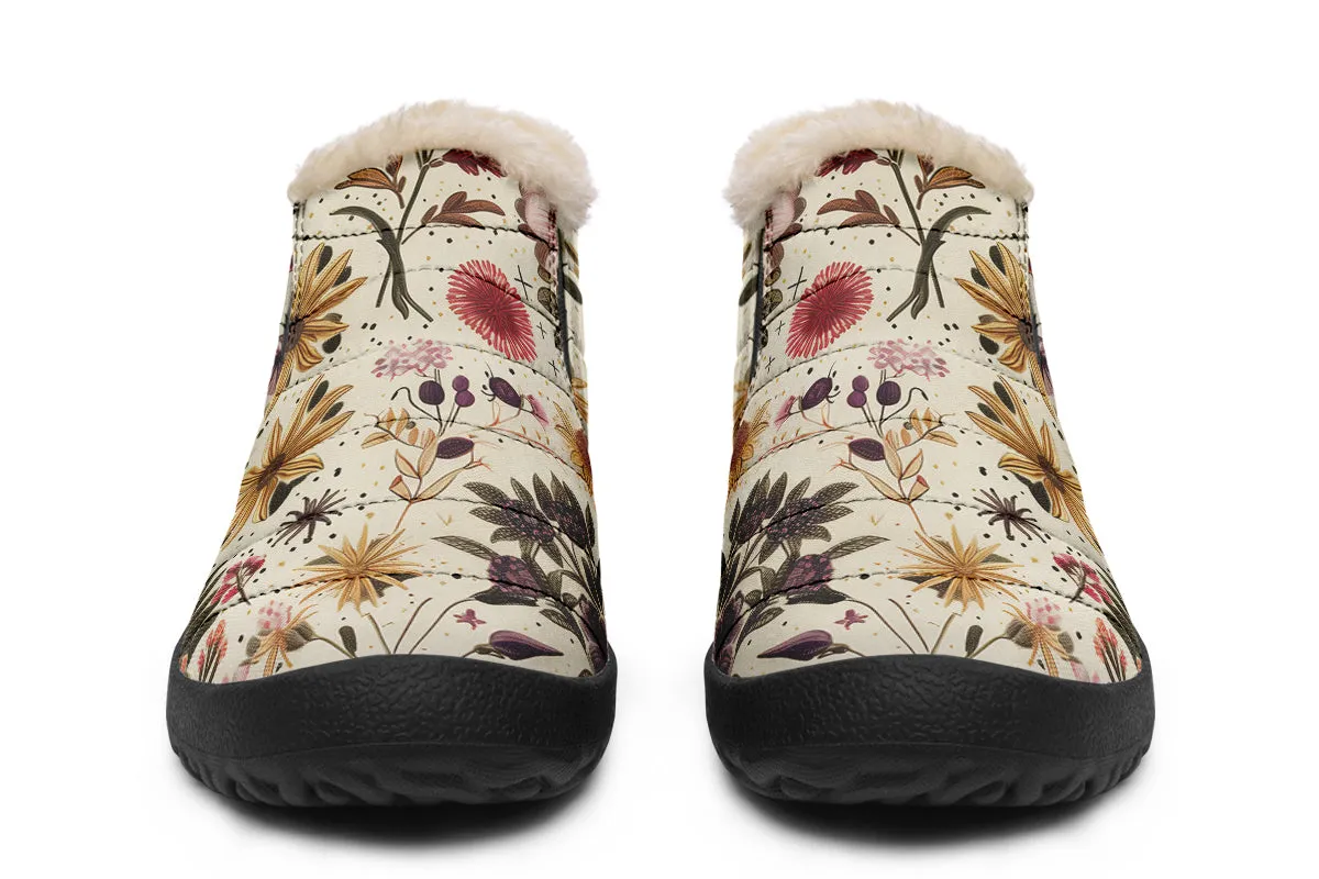 Enchanted Blossoms Winter Sneakers - Warm & Easy Slip-On Shoes Lined with Vegan Wool with Anti-Slip Soles