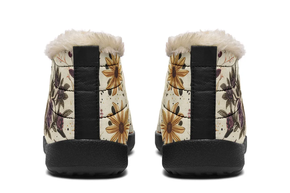 Enchanted Blossoms Winter Sneakers - Warm & Easy Slip-On Shoes Lined with Vegan Wool with Anti-Slip Soles