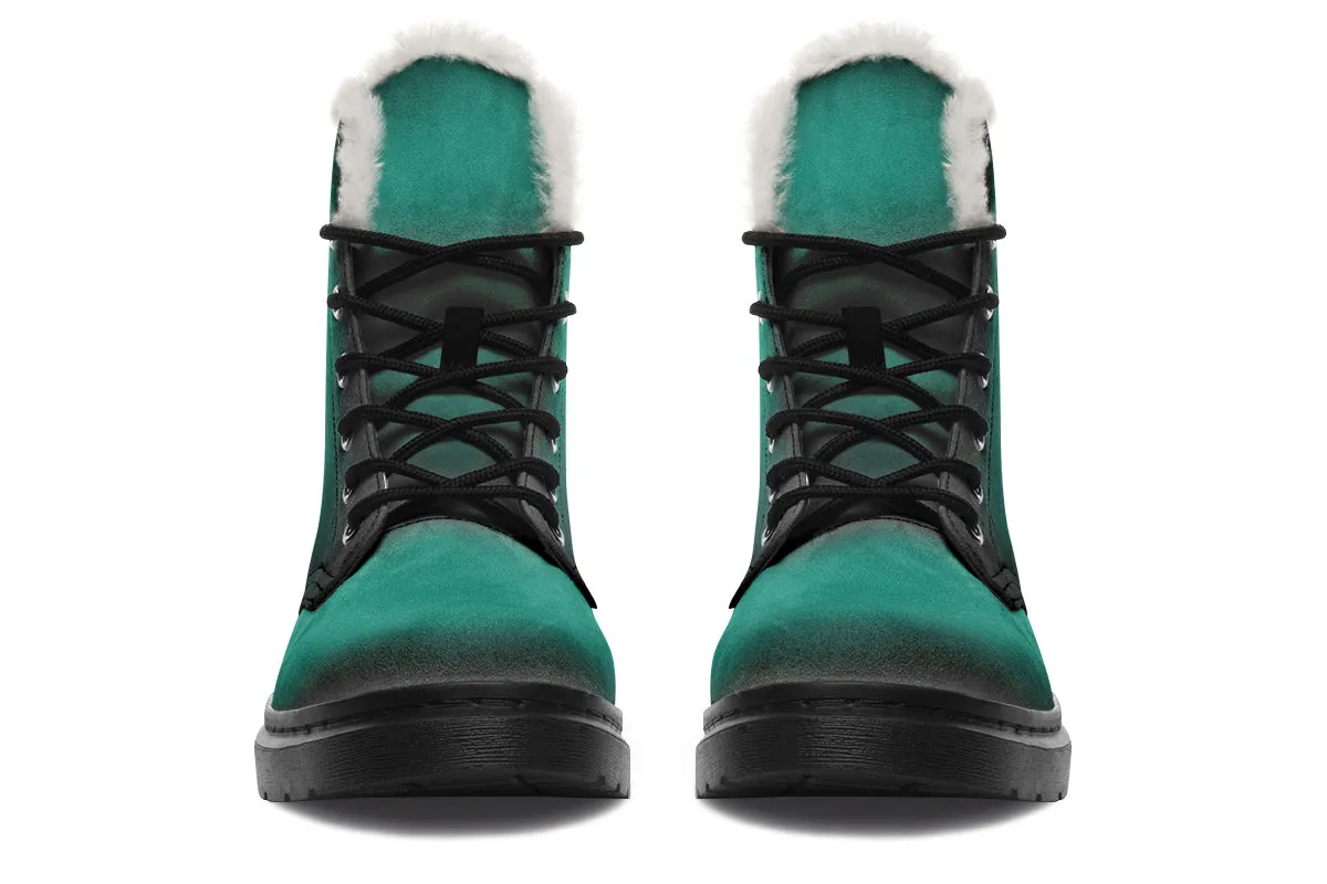 Enchanted Emerald Winter Boots - Warm Micro-Suede Doc-Style Boots Lined with Vegan Wool