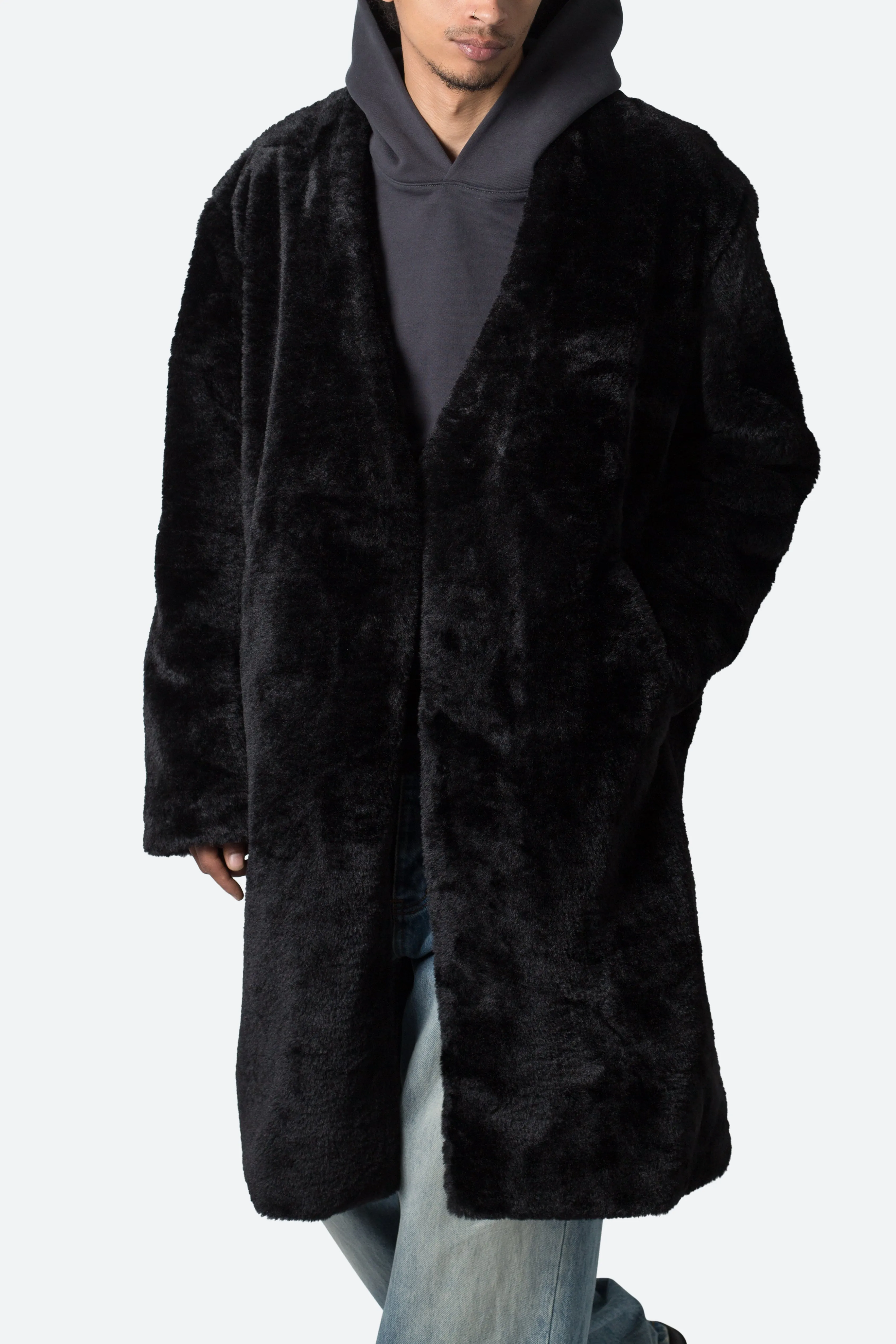 Faux Fur Coat - Black