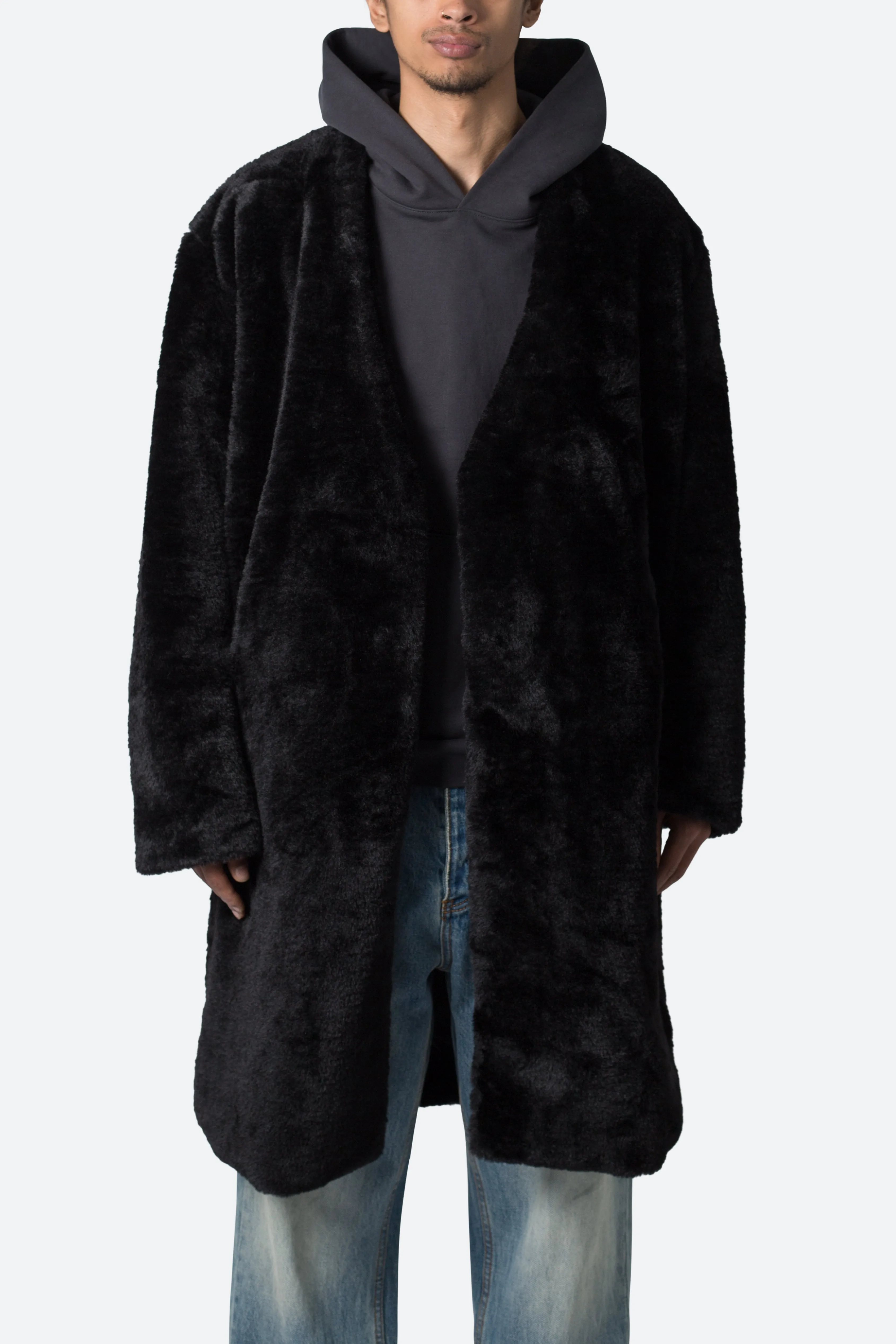 Faux Fur Coat - Black